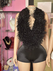 Make An Appearance Halter Neck Mongolian Fur Bodysuit- Various Colors