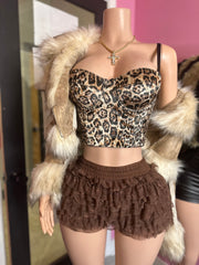 Safari Glam Leopard Print Bustier Top Only