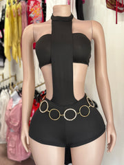 Feeling Sexy Halter Short Set- Black