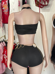Feeling Sexy Halter Short Set- Black