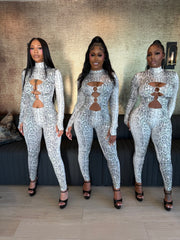 Main Threat Snake Print Jumpsuit- Ivory/Sage