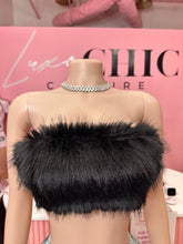 Furever Feeling Faux Fur Cropped Top- Black