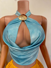Princess Jasmine Halter Top - Aqua Blue