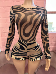 Cutesy Short Set- Brown Multi