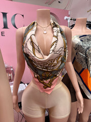 Always With You Silk Scarf Short Set- Tan