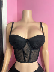 Dreamy Lace Corset & Legging Set- Black