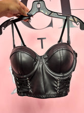 Midnight Vixen Faux Leather Push-Up Corset Top- Black