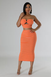 Switching Lanes Skirt Set- Orange