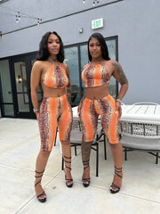 Venom Vision Halter Capri Set – Orange Python