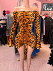 Caged Animal Ruched Dress