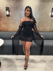 Slay The Night Sheer Mini Dress – Black