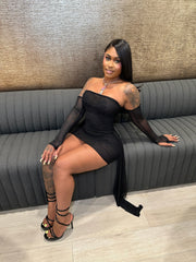 Slay The Night Sheer Mini Dress – Black