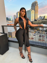 Sultry Scarlet Capri Jumpsuit- Black