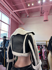 Frostbite Moto Crop Jacket – Black/Cream