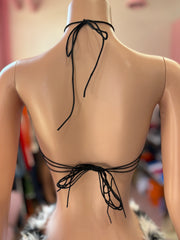 PU Rebel Saint Spiked Cross Halter Top- Black