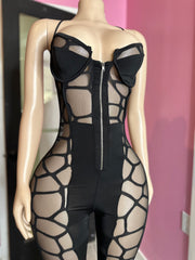 Tempting Mesh Bodysuit- Black