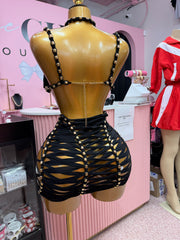 (Pre-Order) Dangerously Entangled Mini Dress- Black