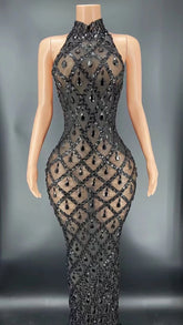 Crystal Vintage Maxi Dress- Black