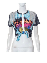 Pretty Leopard Fringe Graphic Top- Grey