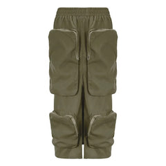 Cargo High Split Skirt- Army Green