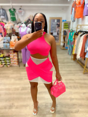 Sheer With Me Skirt Set- Pink