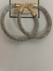 Column Stone Hoop 60MM Earrings- Silver