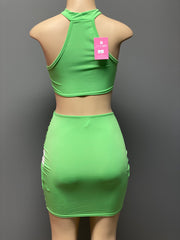 Sheer With Me Skirt Set- Kiwi