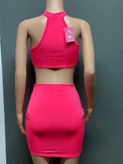Sheer With Me Skirt Set- Pink