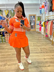 Varsity Girl Tennis Skirt Set- Orange