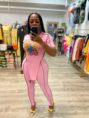 Daisha Graphic Legging Set- Pink