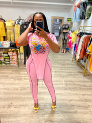 Daisha Graphic Legging Set- Pink