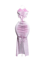Everything I Want Velvet Maxi Skirt Set –Dusty Pink
