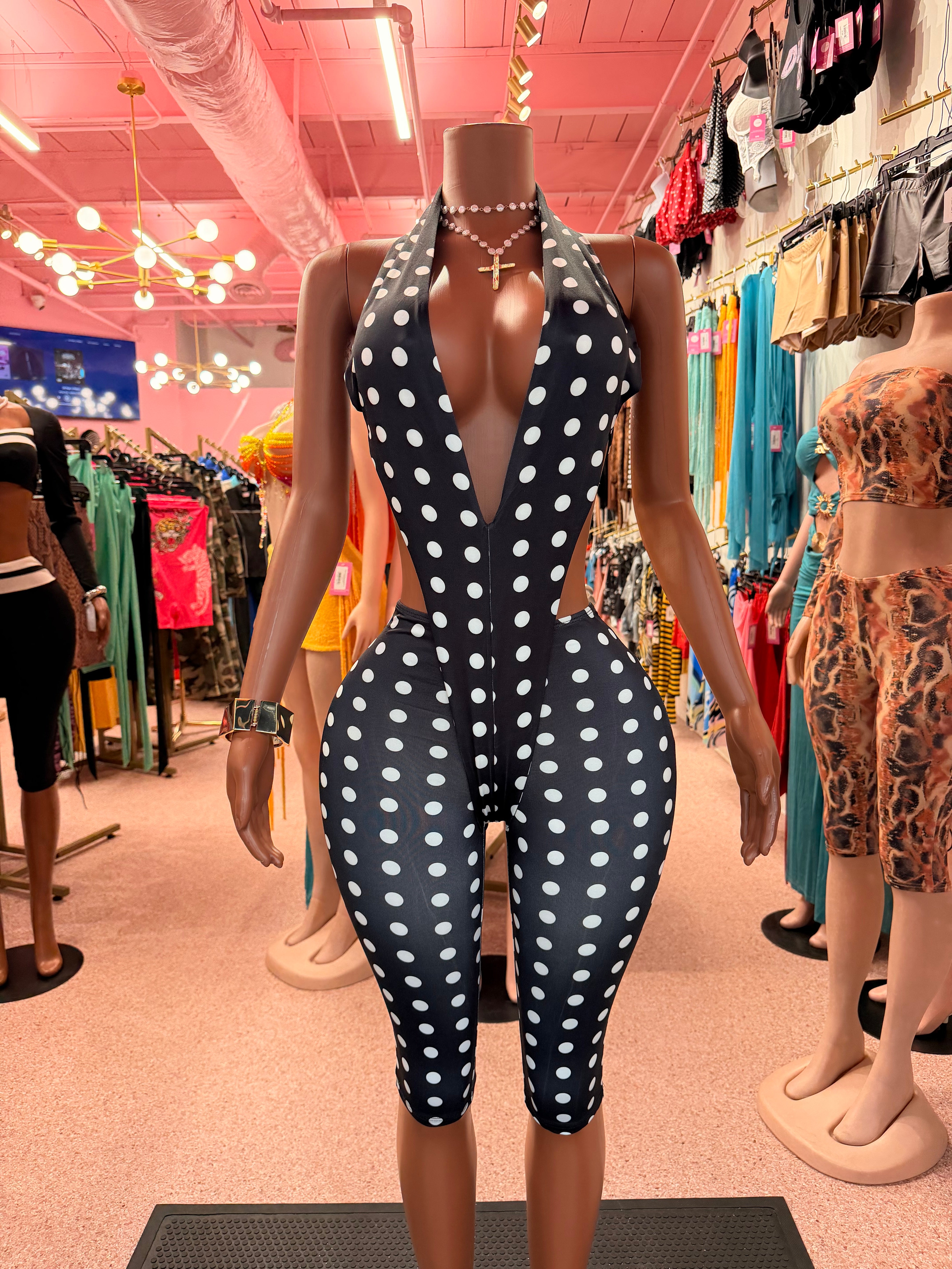 Dot Me Down Capri Jumpsuit – Black 🖤
