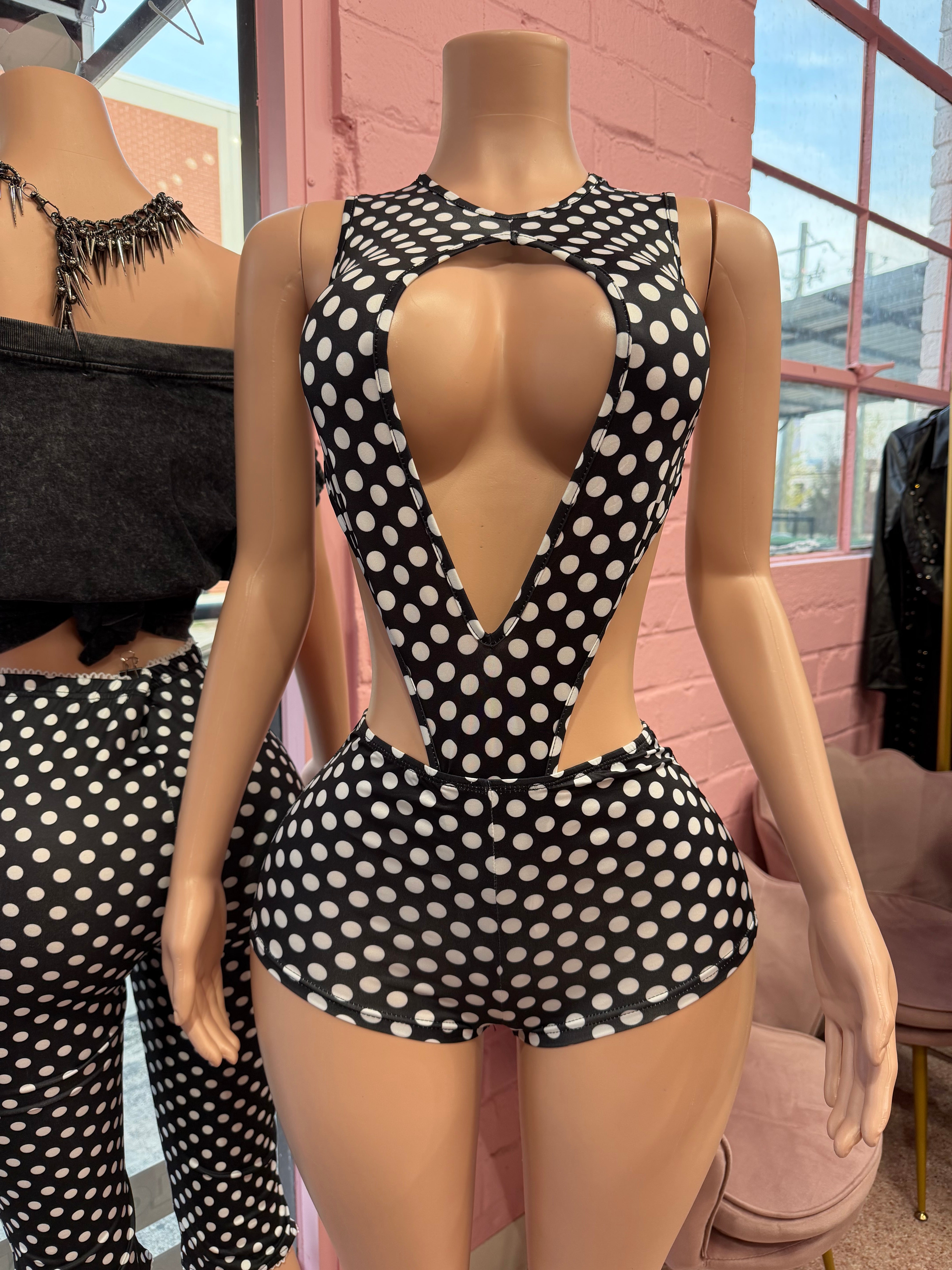 Polka Dot Tease Set – Black/White