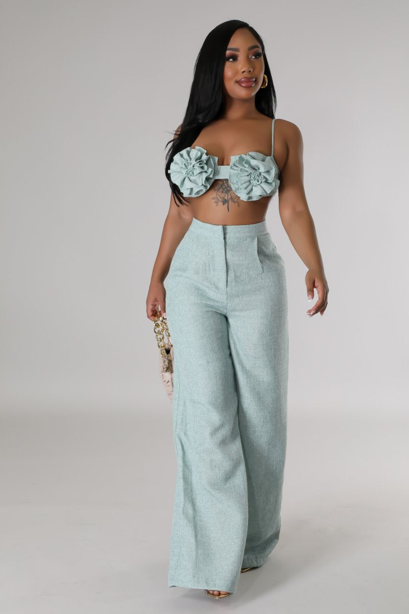 Flights To Ibiza Pant Set- Sage
