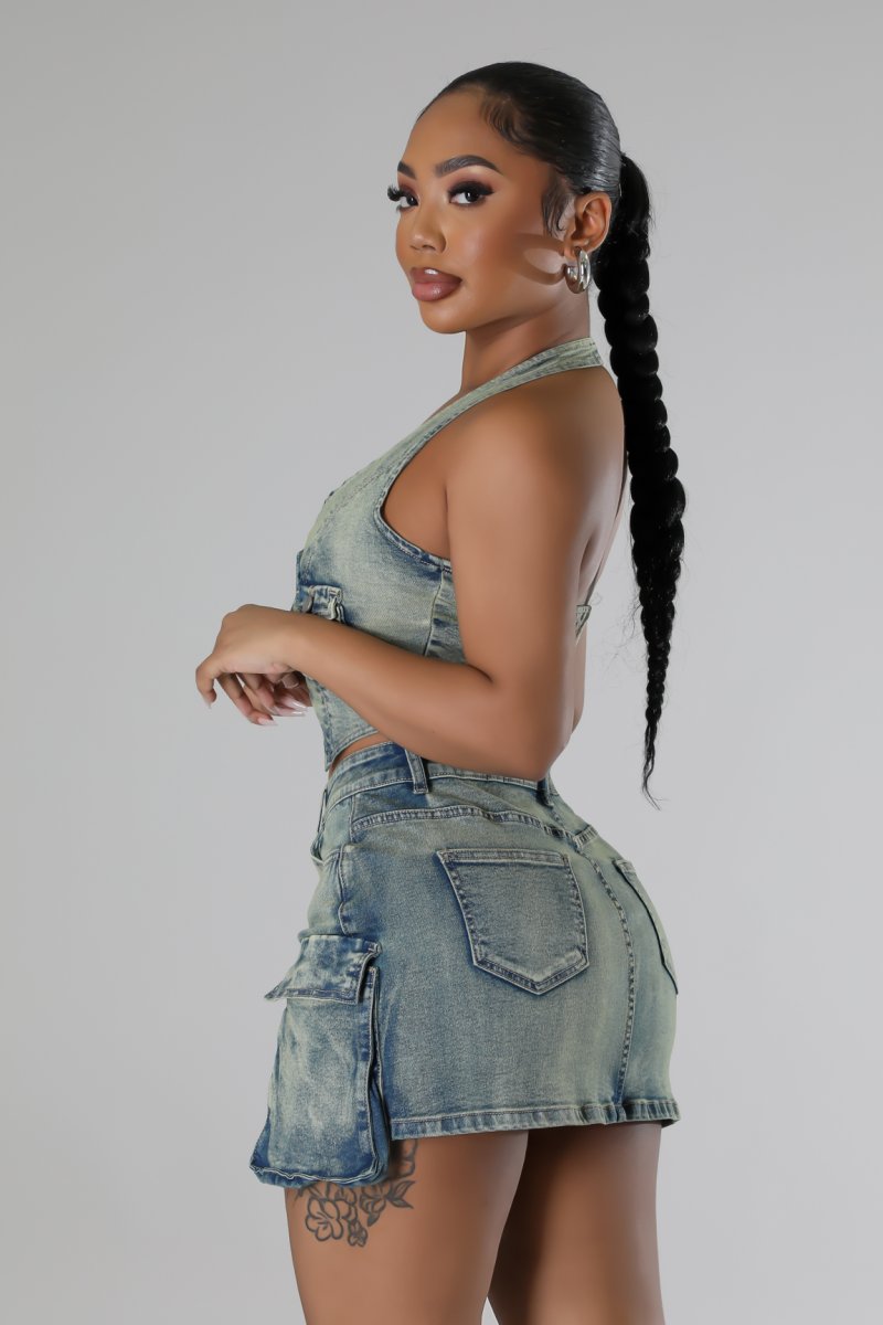 What’s The Plan Denim Skirt Set