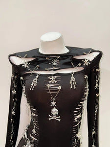 (Pre-Order)Skull & Chains Gothic Dress- Black