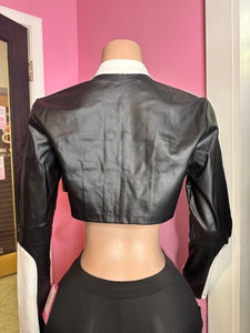 The Girl Biker Cropped Jacket- Black