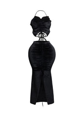 Everything I Want Velvet Maxi Skirt Set –Black