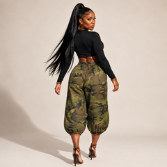 Camo In Command Balloon Capri Pant