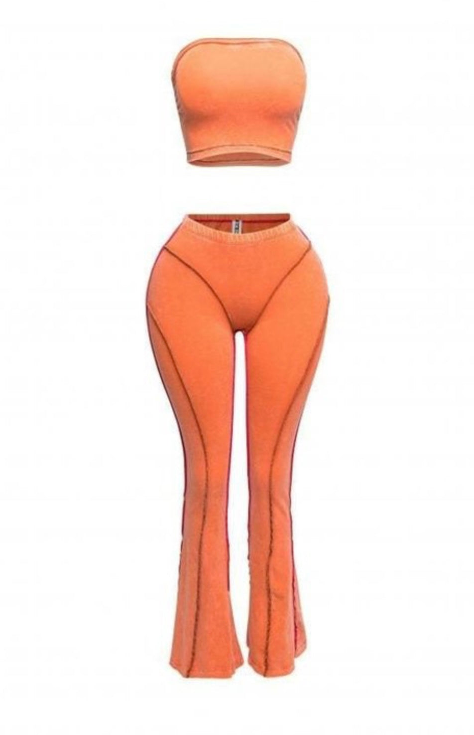 Pretty Tempting Mineral Wash Pant Set- Orange