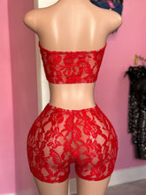 One More Night Two-Piece Lace Set- Red