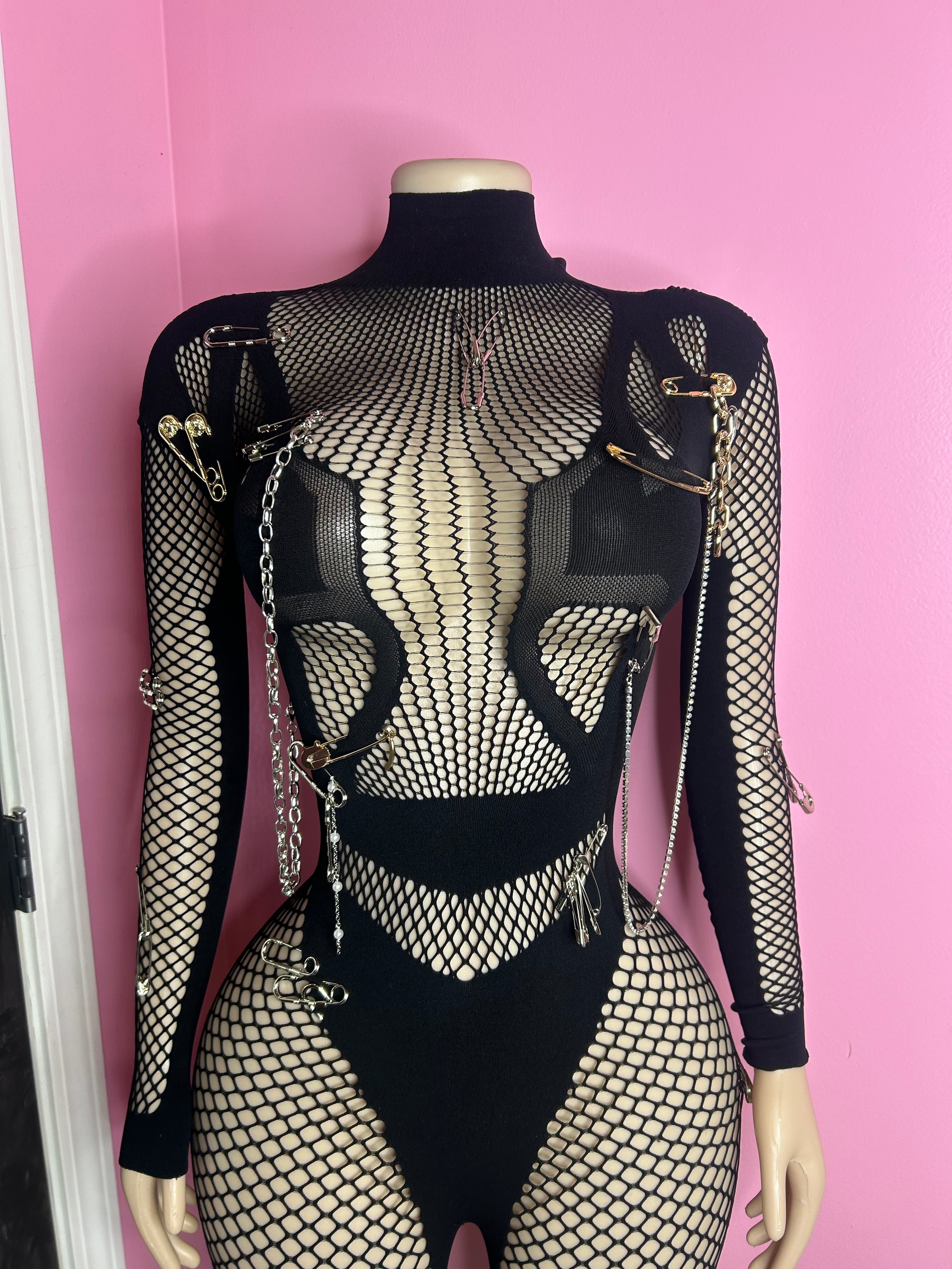 Seamless Chained Poster Girl Jumpsuit- Black