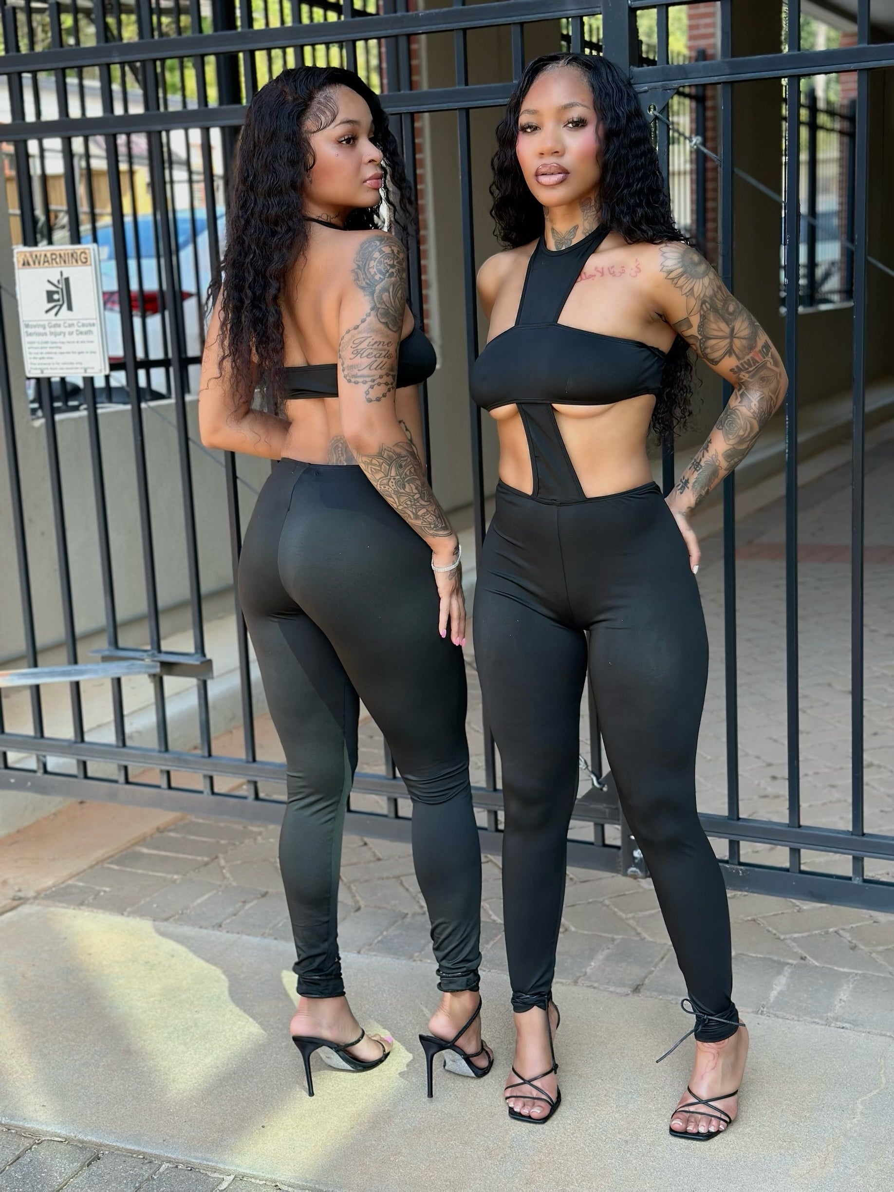 You've Got Mail Halter Jumpsuit- Black