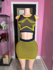 Star Baby Skirt Set- Navy/Golden Yellow