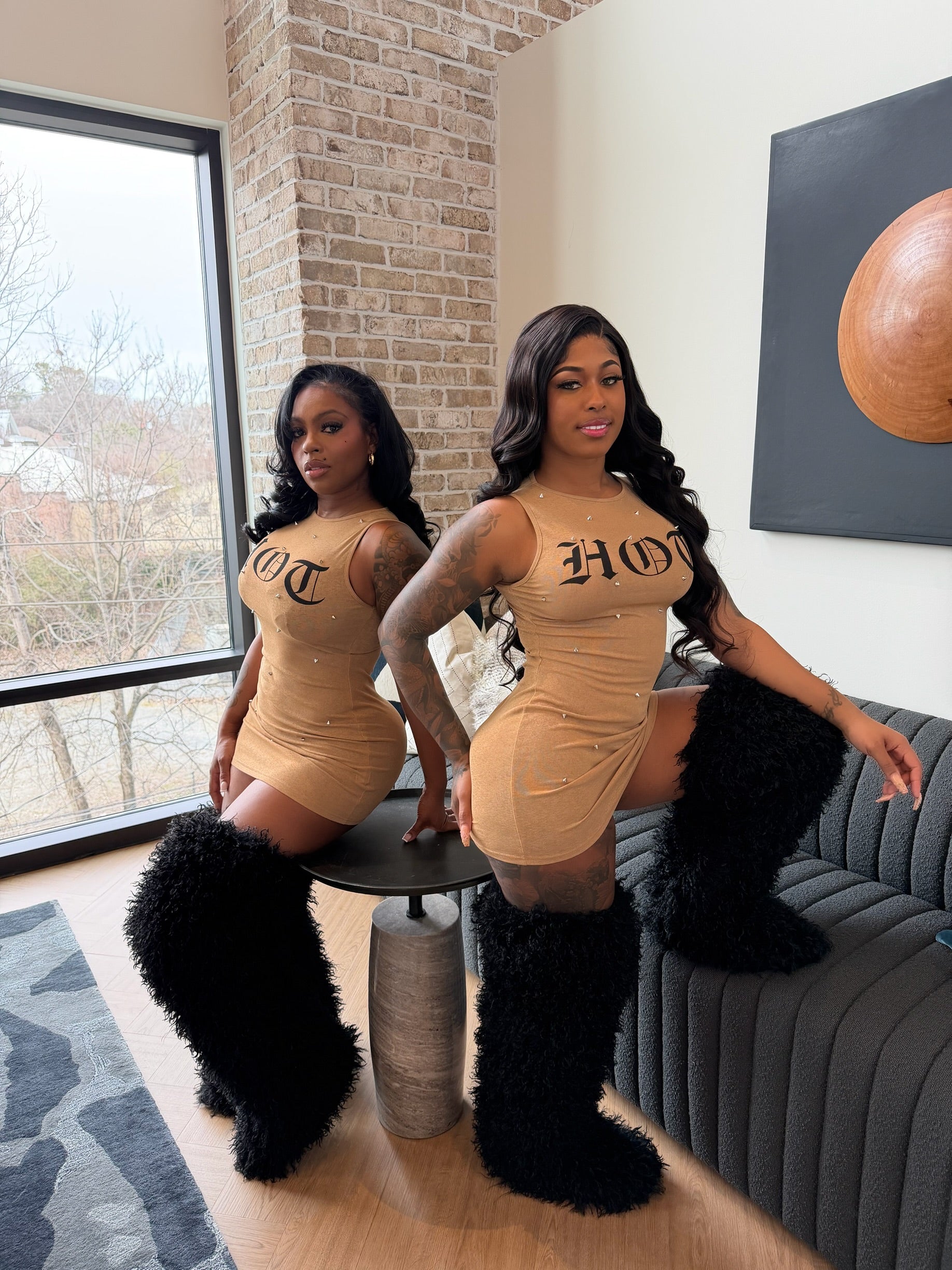 HOT Topic Mini Dress-Tan