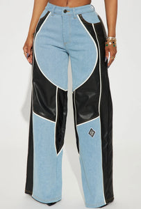 Racer Denim Baggy Pant & Crop Jacket Set