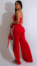 Missed Flights Tube Top & Side Stripe Pant Set- Red