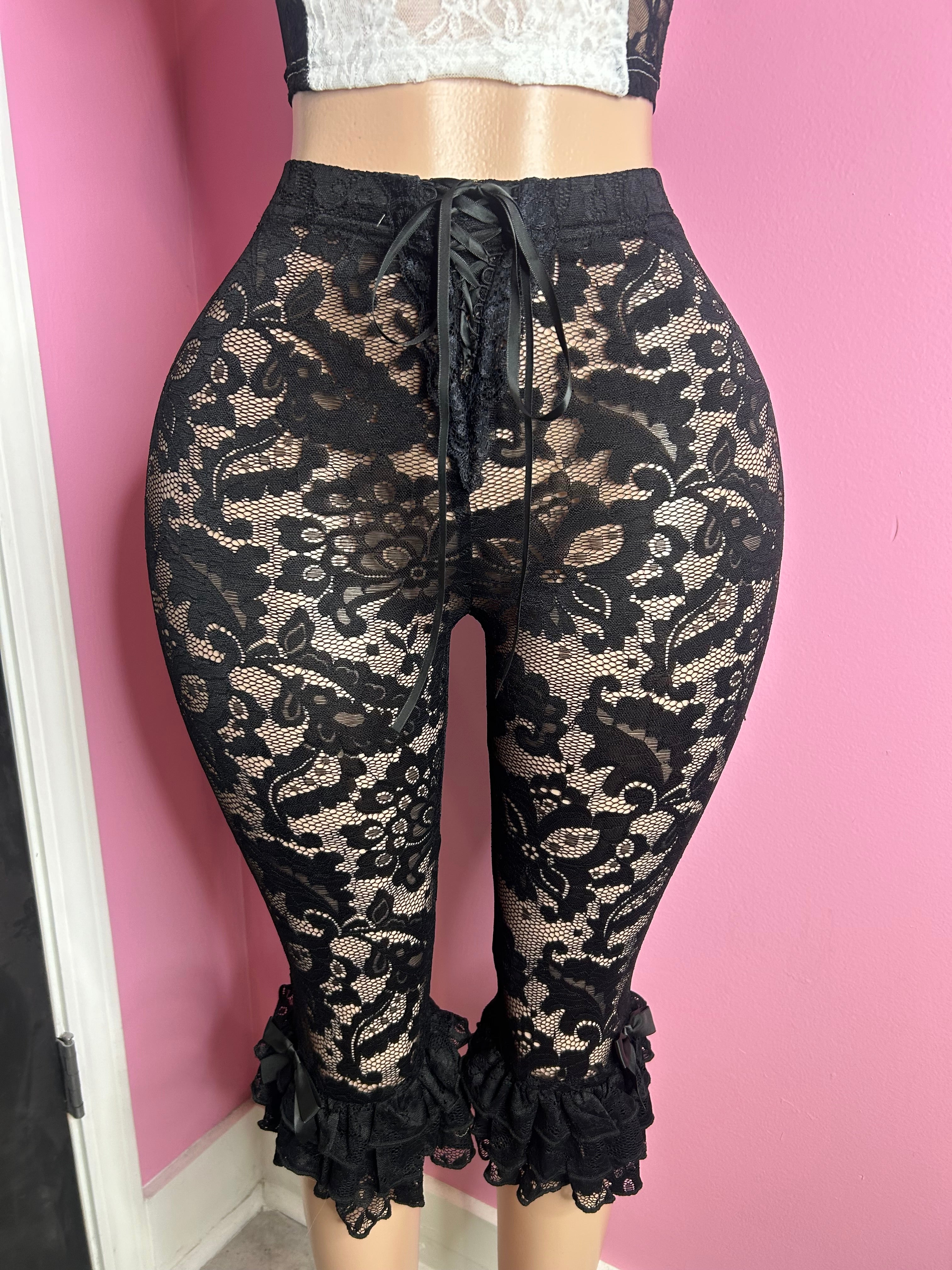 Inspired By Me Lace Capris- Black