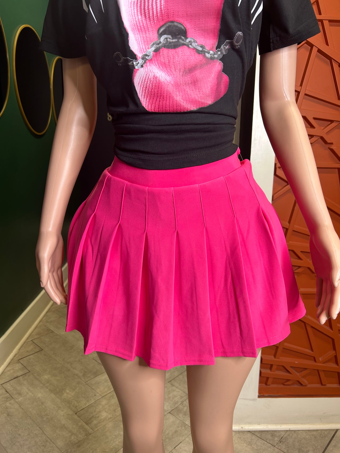 Scuba Pleated Skort- Pink